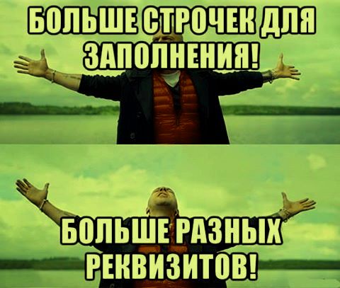 Еще больше реквизитов и строчек для заполнения